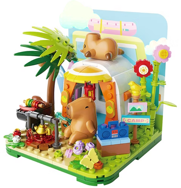 JAKi 佳奇 水豚露營相容積木 GK003, 1個, 混合色