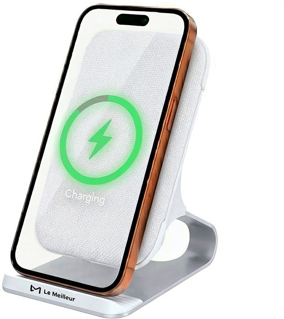 르메이어 고속 무선충전기 듀얼코일 충전 거치대 20W, 화이트, 1개