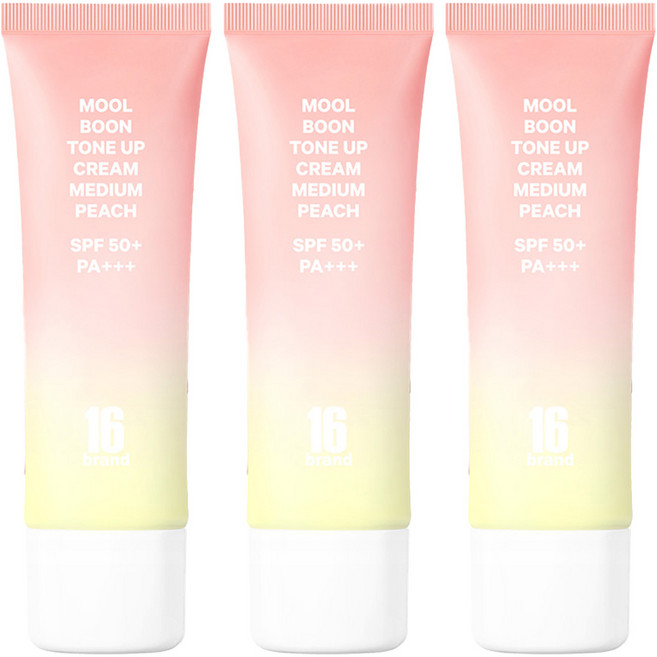 16브랜드 물분 톤업 크림 SPF50 PA+++ 50ml, 미디엄피치, 3개