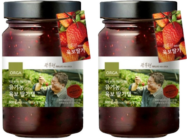 올가홀푸드 유기농 육보 딸기잼, 600g, 2개