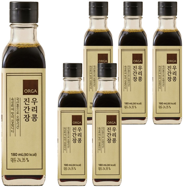올가홀푸드 우리콩 진간장, 180ml, 6개