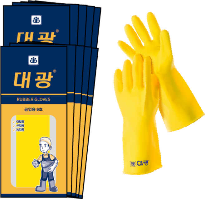 대광 공업용 고무장갑, 10개, 노랑