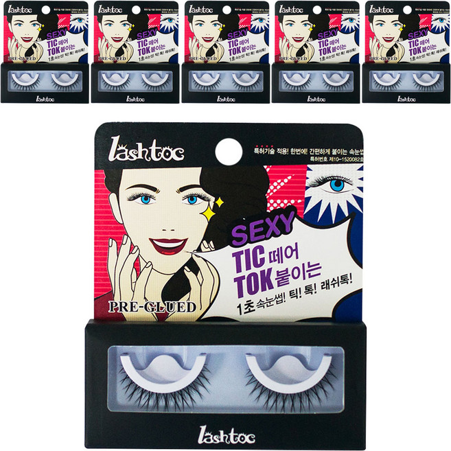 래쉬톡 틱톡 붙임 노글루 인조 속눈썹, 섹시 걸, 6개