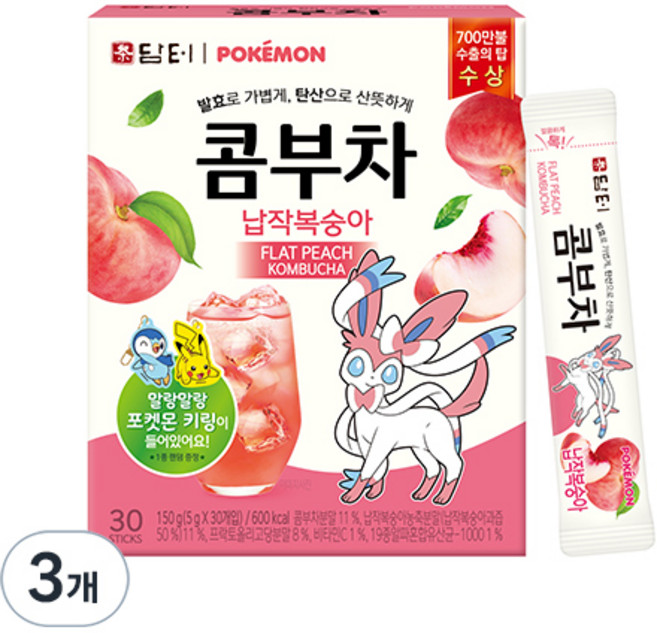 담터 포켓몬 콤부차 납작복숭아, 5g, 30개입, 3개