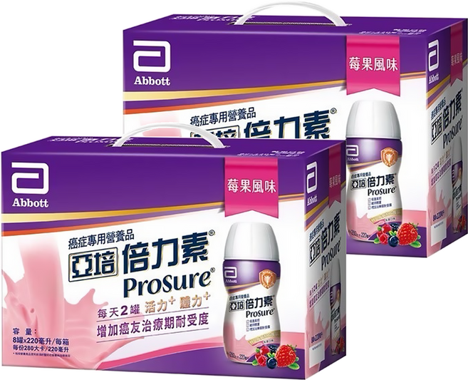 Abbott 亞培 Prosure 倍力素 癌症專用液體營養品禮盒 莓果, 220ml, 16瓶