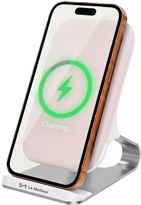 르메이어 고속 무선충전기 듀얼코일 충전 거치대 20W, 핑크, 1개