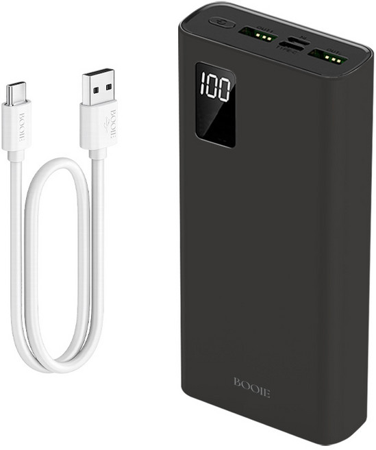 부이 PD 22.5W 고속충전 대용량 보조배터리 20000mAh C타입 케이블, BLACK, B5PB-02F