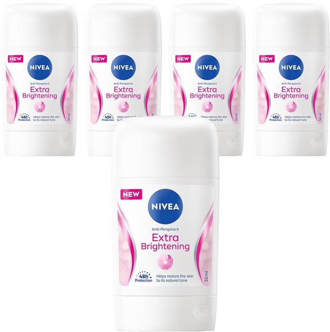 NIVEA 妮維雅 止汗爽身乳膏 Pro升級版 亮白系列, 50ml, 5罐