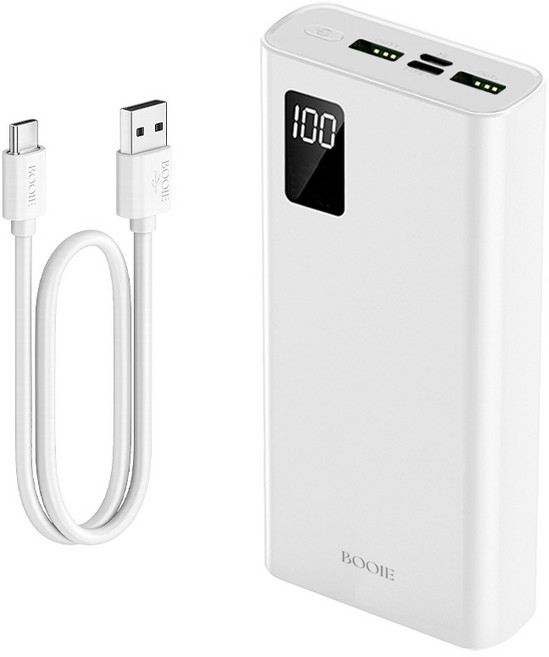 부이 PD 22.5W 고속충전 대용량 보조배터리 20000mAh C타입 케이블, WHITE, B5PB-02F