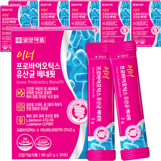 일양약품 이너 프로바이오틱스 유산균 베네핏 30p, 60g, 7개
