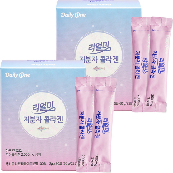 데일리원 리얼미 저분자콜라겐 30p, 60g, 2박스