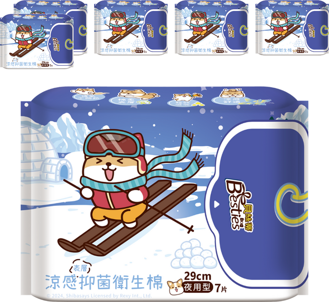 Besties 貝絲蒂 涼感抑菌衛生棉 夜用型, 29cm, 7片, 6包