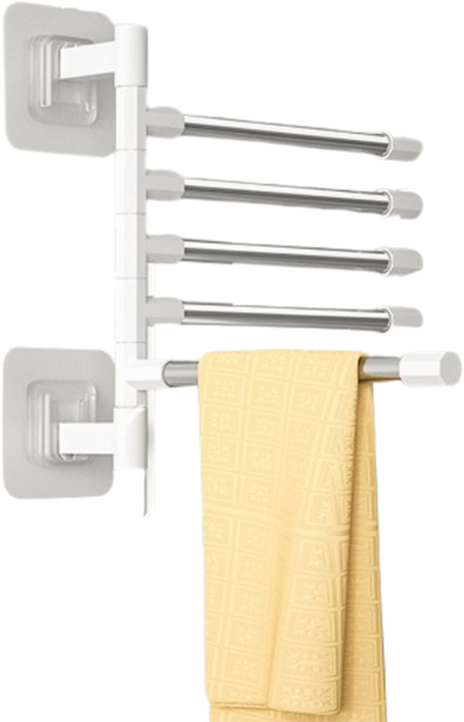 홈앤코 무타공 부착식 욕실 스마트 수건걸이, 실버 + 화이트