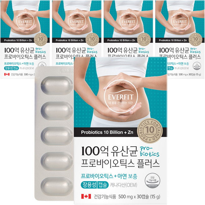 내츄럴플러스 100억 유산균 프로바이오틱스 플러스 15g, 30정, 5개