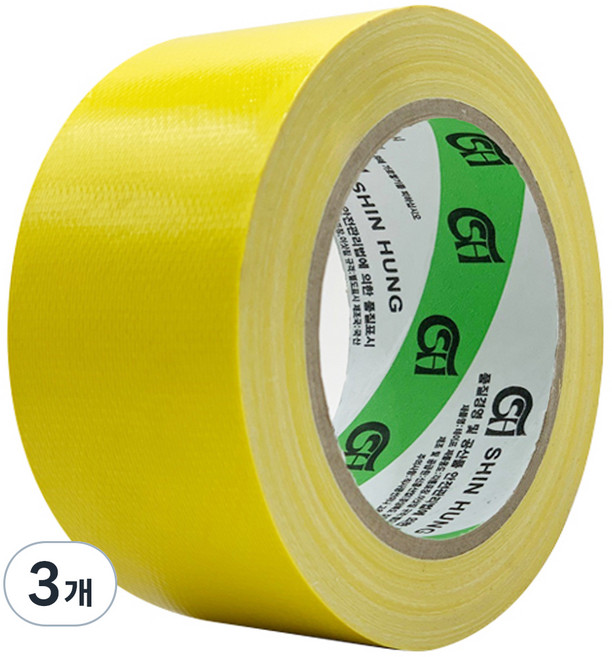 신흥 국산 대용량 라바 청면테이프 48mm x 25M 노랑, 3개
