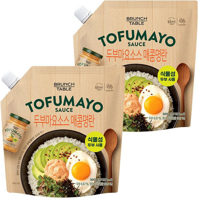 복음자리 브런치테이블 두부마요소스 매콤명란, 500g, 2개