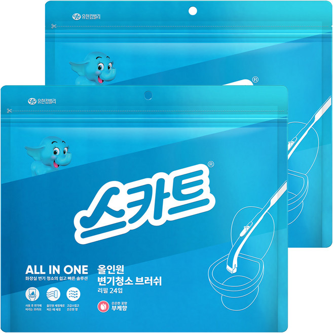 스카트 올인원 변기 청소 브러쉬 리필 24입, 2개