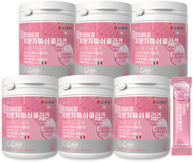 KOLON PHARMA 頂級低分子魚膠原蛋白 30入, 6個, 60g