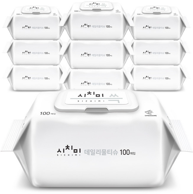 시치미 쓱 데일리 물티슈 캡형, 50g, 100개입, 10개