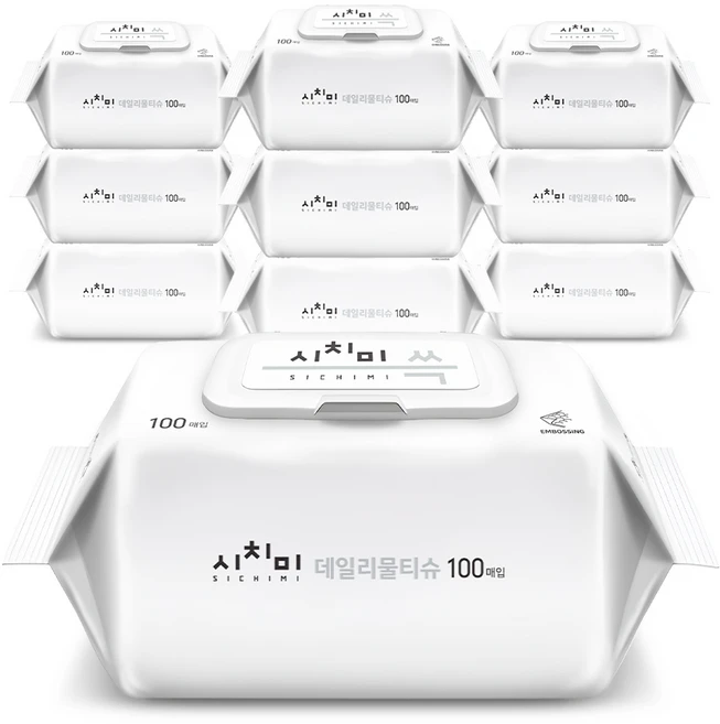 시치미 쓱 데일리 물티슈 캡형, 50g, 100개입, 10개 - 쿠팡