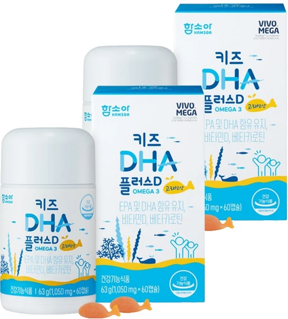 함소아 유아용 DHA 플러스 D 63g, 60정, 2개 - 쿠팡