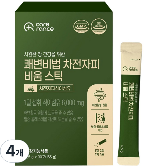 케어란스 쾌변비법 차전자피 비움 스틱, 4개, 30회분