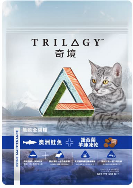 TRILOGY 奇境 無穀貓糧, 300g, 1包, 澳洲鮭魚 + 紐西蘭羊肺凍乾