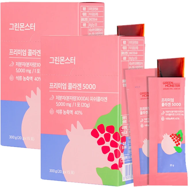 그린몬스터 프리미엄 콜라겐5000, 2개, 300g - 쿠팡