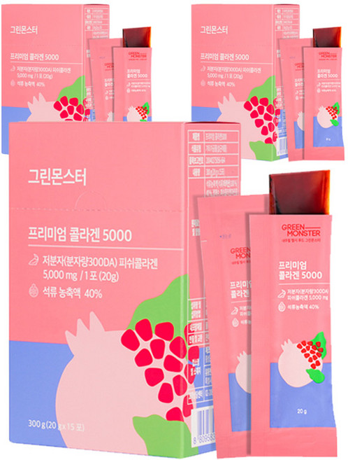 그린몬스터 프리미엄 콜라겐5000, 3개, 300g