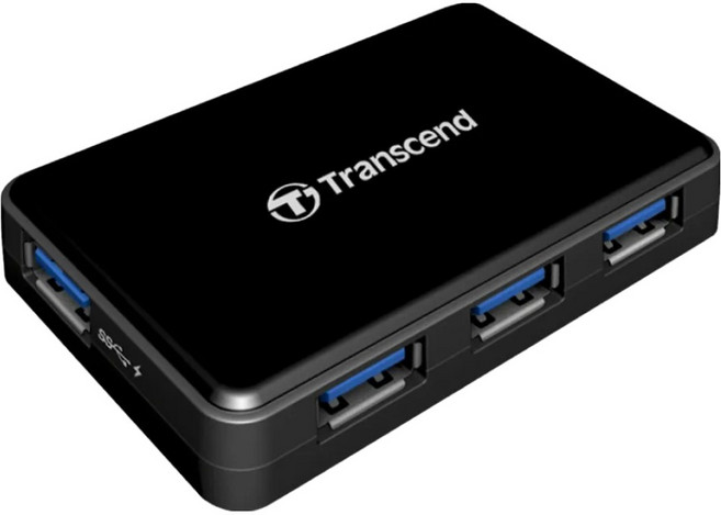 Transcend 創見極速USB 3.1 HUB多功能4埠集線器 含1埠支援快速充電 78.6 x 49.5 x 15mm 44g, 黑色, 1個