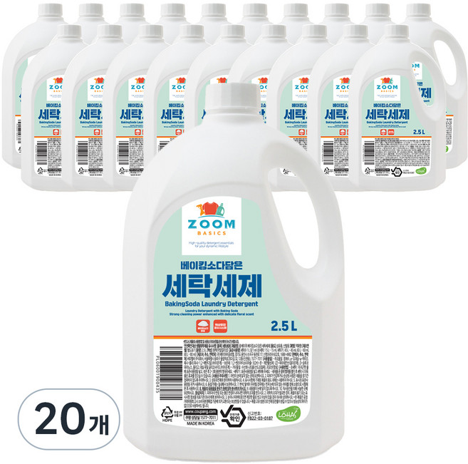 줌 베이직 베이킹소다 담은 액체 세탁세제, 2.5L, 20개