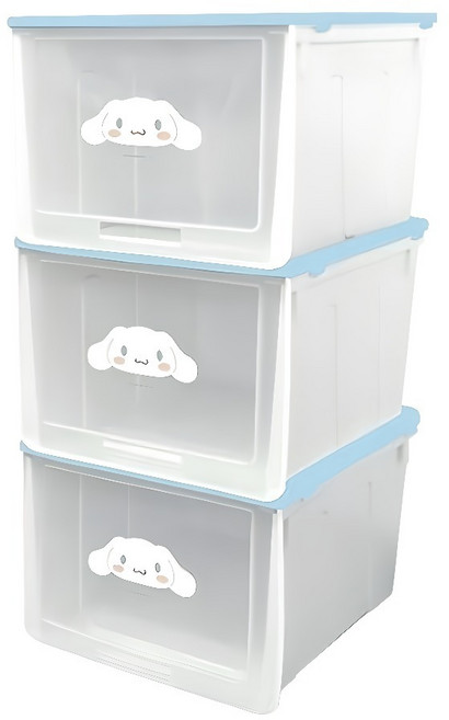 收納王妃 三麗鷗 防塵收納鞋盒3件組, 大耳狗 白色 + 藍色, 3