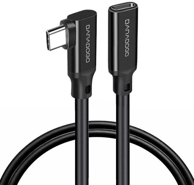 바라보고 ㄱ자 USB3.2 C타입 GEN2 4k 연장케이블 10Gbps, 100cm, 1개, 블랙