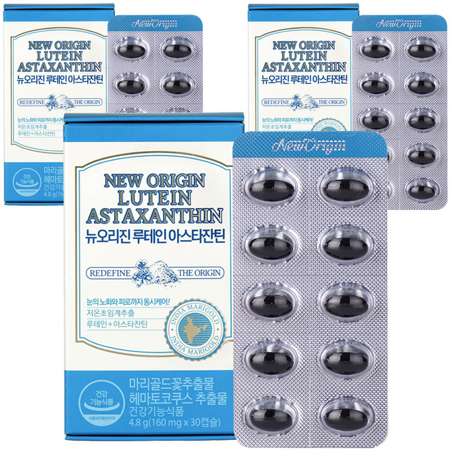 유한건강생활 뉴오리진 루테인 아스타잔틴 4.8g, 30정, 3개