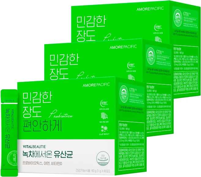 바이탈뷰티 녹차에서온 유산균 60P, 60g, 3개 - 쿠팡