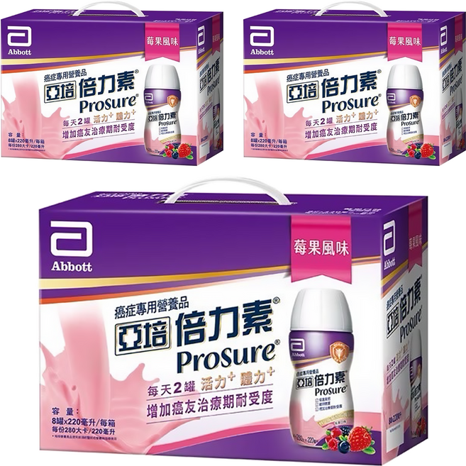Abbott 亞培 Prosure 倍力素 癌症專用液體營養品禮盒 莓果, 220ml, 24瓶
