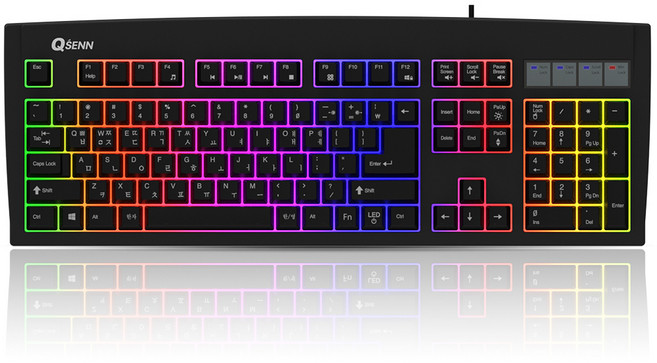 큐센 Stella LED 백라이트 게이밍 유선 키보드, QSENN SEM-DT35S LED Stella, 혼합색상, 일반형
