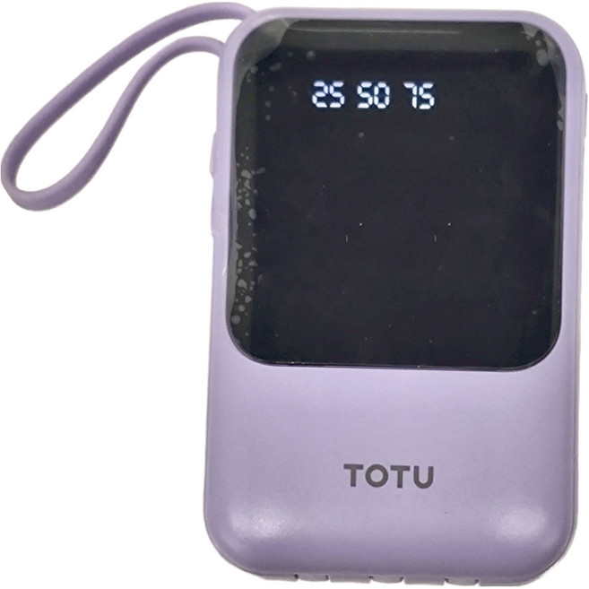 TOTU 拓途 八合一帶線數顯快充行動電源 10000mAh Lightning Type-C 安卓Micro, PB-1010, 紫色