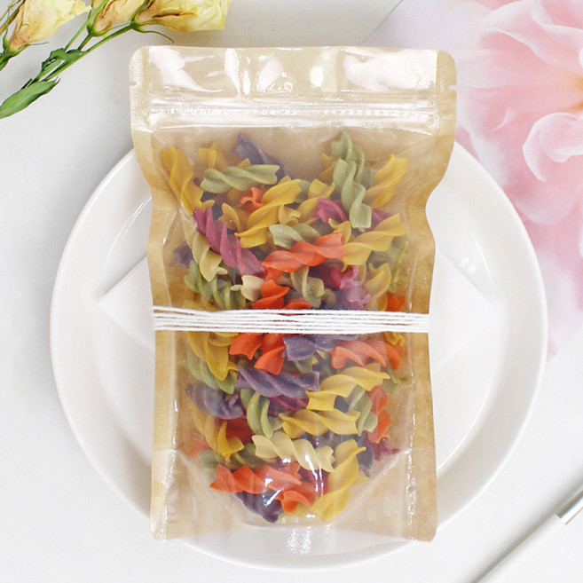 핸즈픽 투명 + 크라프트 스탠드 지퍼봉투, 100개입, 1개