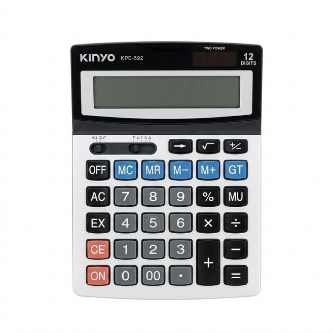 Kinyo 12位元計算機 KPE-592, 黑色 + 灰色, 1個
