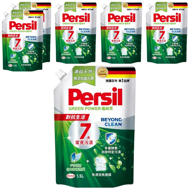 Persil 寶瀅 台灣公司貨 植純粹洗衣凝露補充包 6'S, 1.8L, 1入, 6袋