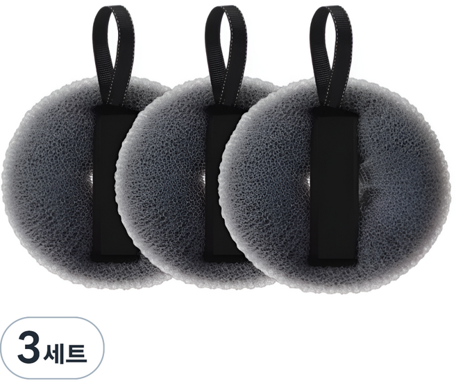 홈르네 클린 도넛 샤워볼, 그레이, 3세트, 3개입