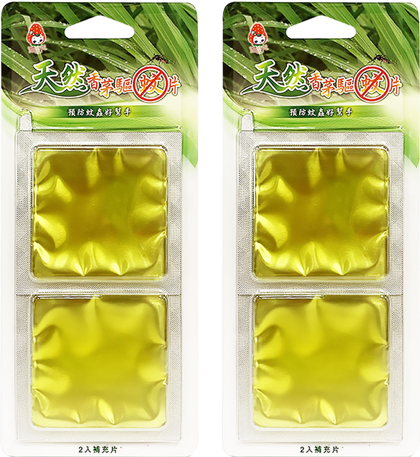 風信子 天然香茅驅蚊片補充片 室內外皆可使用, 2片, 2卡
