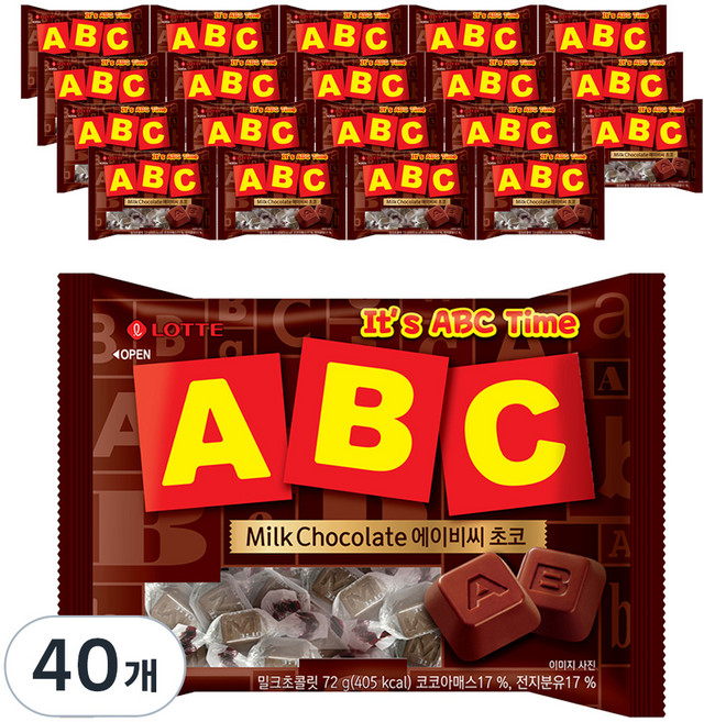 LOTTE 樂天 ABC字母巧克力, 72g, 40袋
