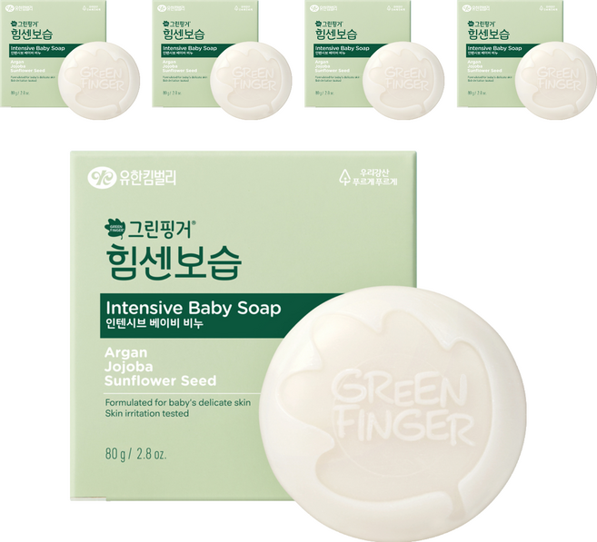그린핑거 힘센 보습 인텐시브 베이비 비누, 80g, 5개