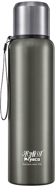 MiyAco 米雅可 Koruto 316不銹鋼真空保溫瓶, 鈦灰色, 800ml, 1個