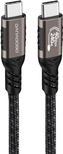 BARABOGO USB4 高速充電線 Type-C 8k PD 240W 相容Thunderbolt 4 40Gbps, 灰色, 50cm, 1個