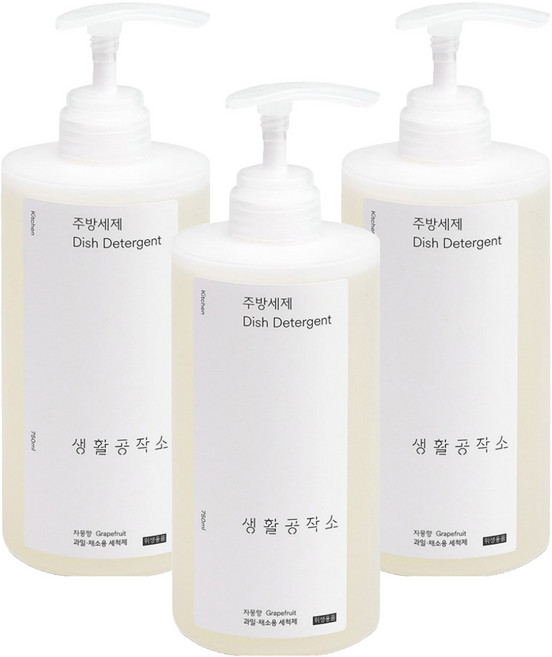 생활공작소 주방세제 자몽향, 750ml, 3개