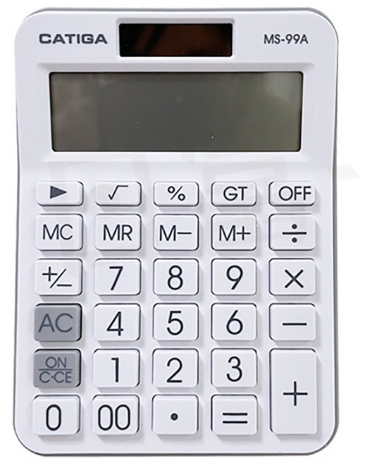 CATIGA 12位數商業專用型雙電源計算機 146 x 105 x 28mm 108g, 白色, 1個