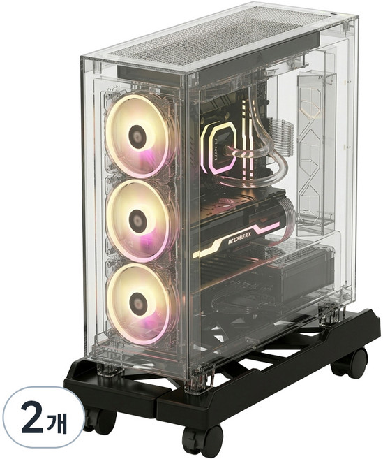 픽스몰 이동가능 컴퓨터 본체 받침대, 블랙, 2개
